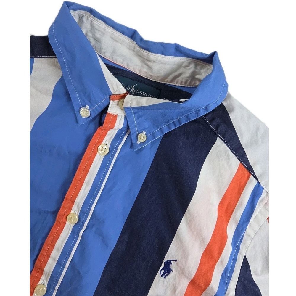 Polo Ralph Lauren Boys Classic Stripe Button Down Shirt Size MED 10-12